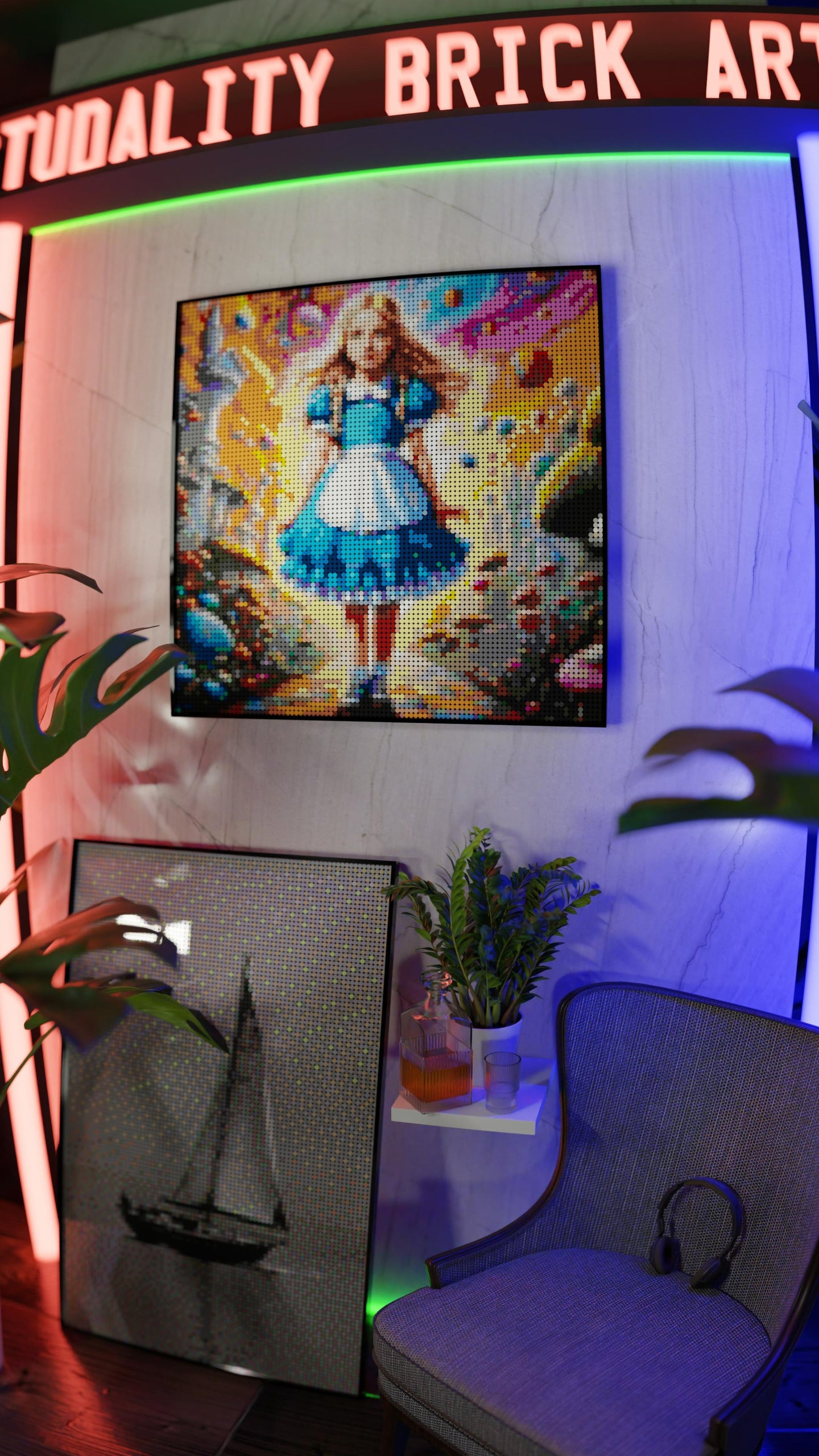 Alice in Wonderland LEGO® Style mosaic pixel art design for display